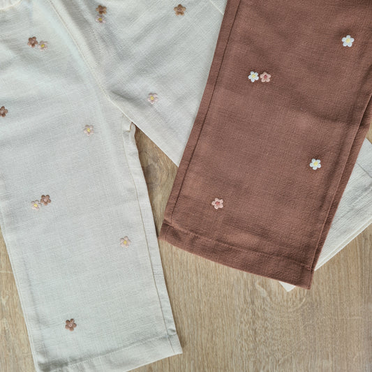 Floral Embroidery Pants