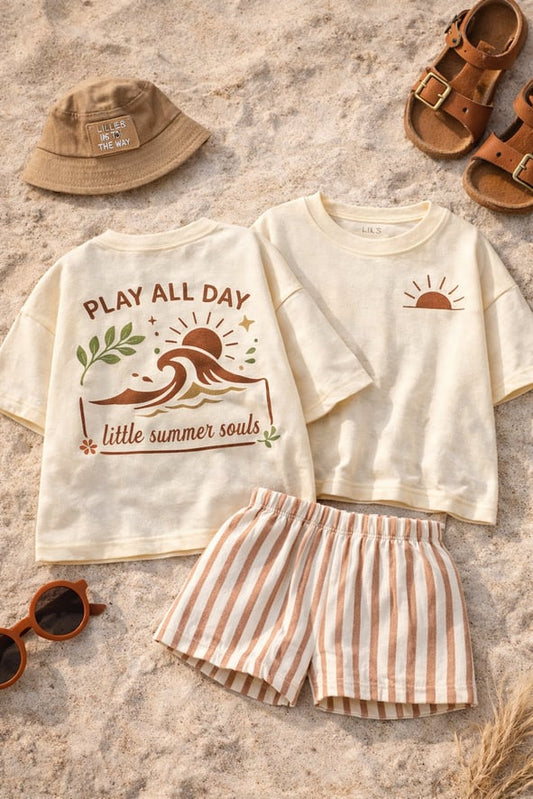 White Unisex Linen Short & T-shirt