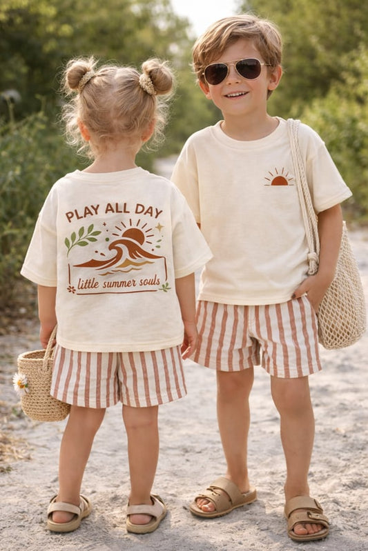 White Unisex Linen Short & T-shirt