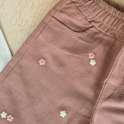 Floral Embroidery Pants