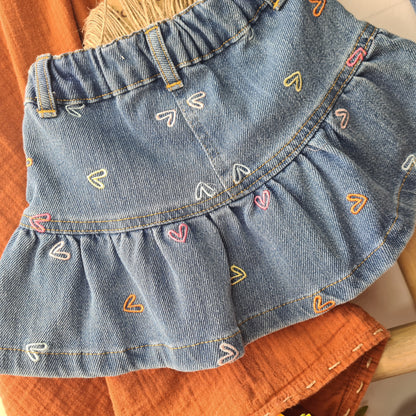 Hearts Denim Skirt