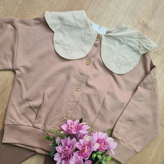 Embroidered Collar Cardigan