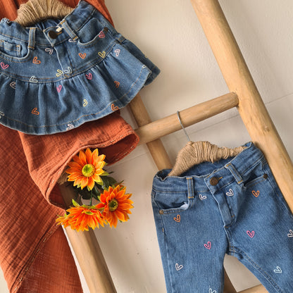 Hearts Denim Skirt