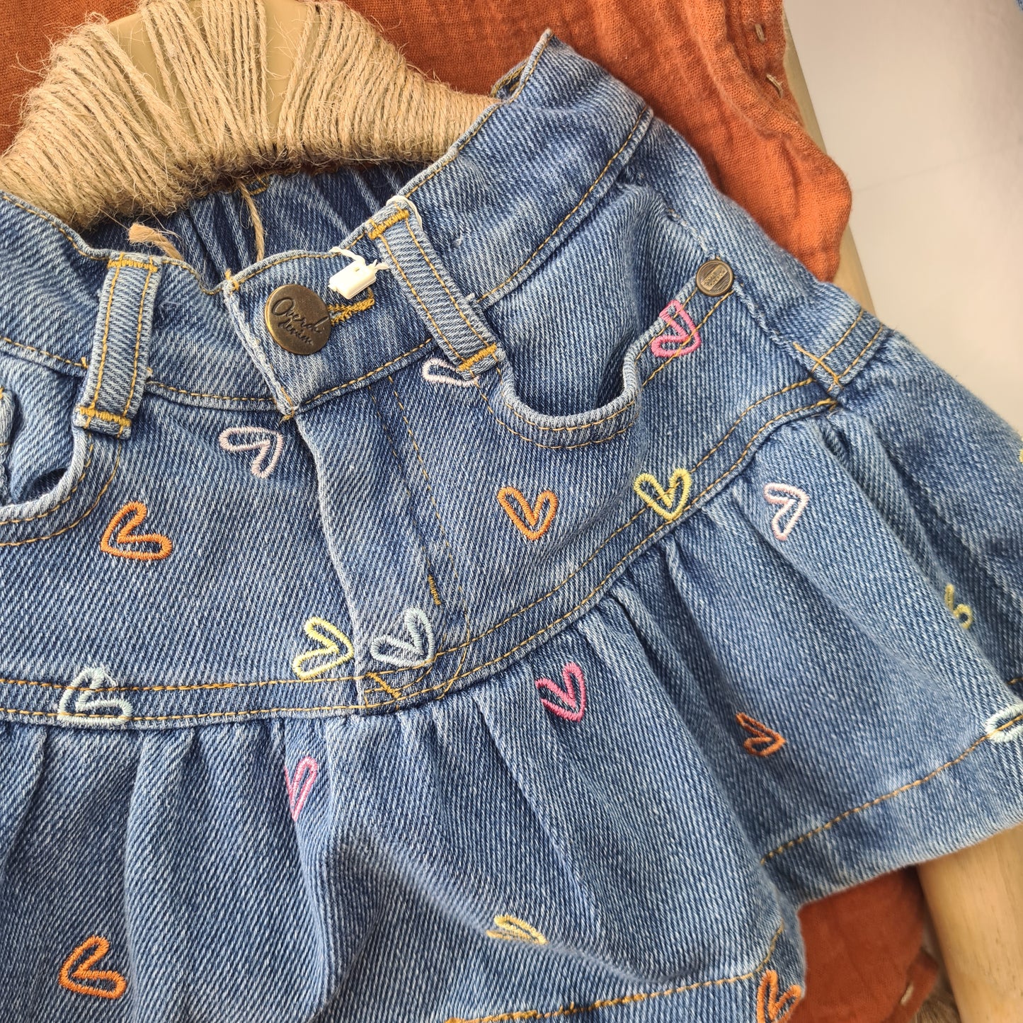 Hearts Denim Skirt