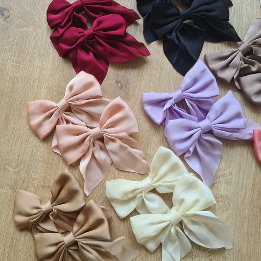 Satin Bow Clip - Pack of 2