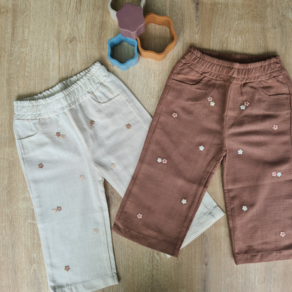 Floral Embroidery Pants